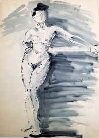 Helmut Haunstein Tuschezeichnung Akt 2d