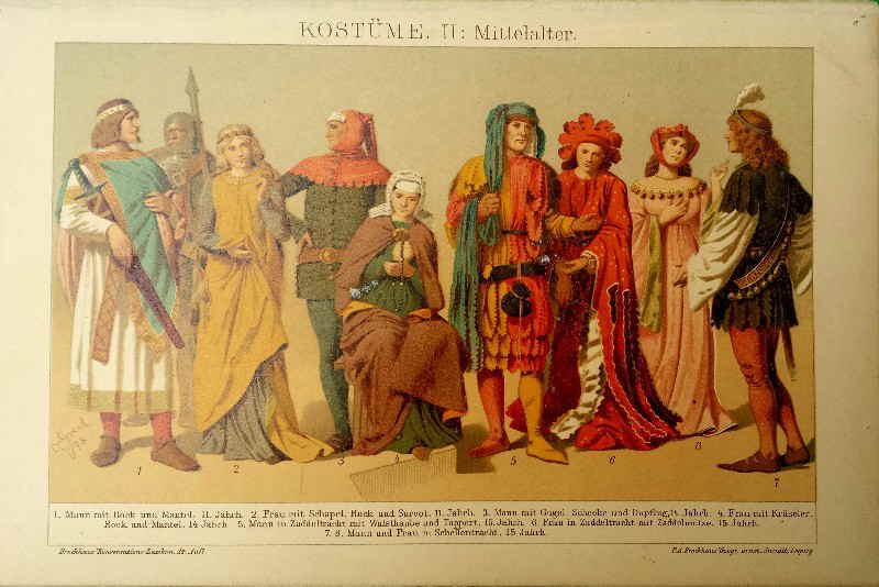 Lithografie Brockhaus Kostüme _114340x