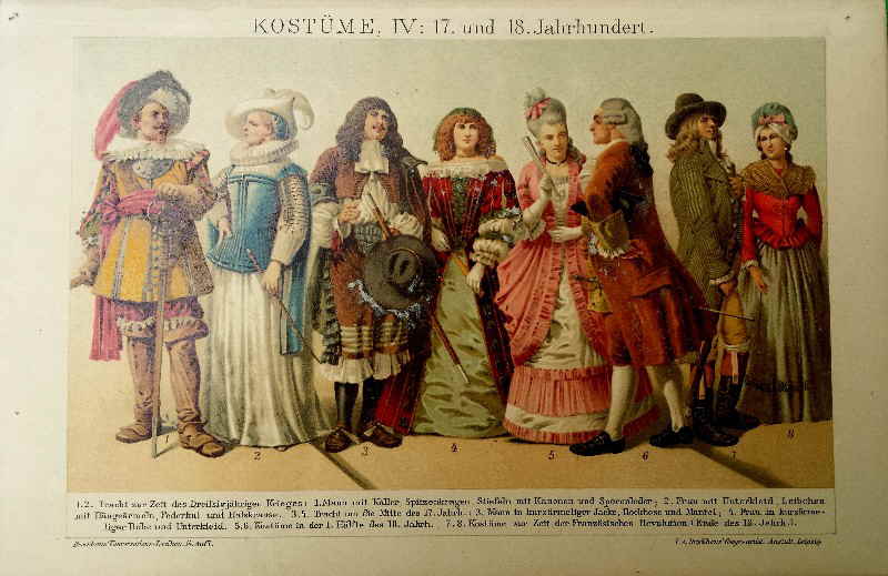 Lithografie Brockhaus Kostüme _114358x