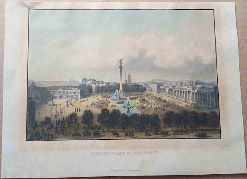 Schlossplatz zu Stuttgart Stahlstich 427113x