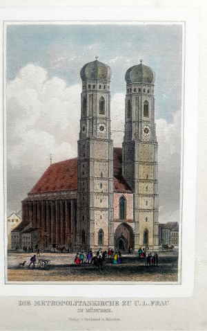 3 Metropolitan Kirche in Mnchen Stahlstich 106d