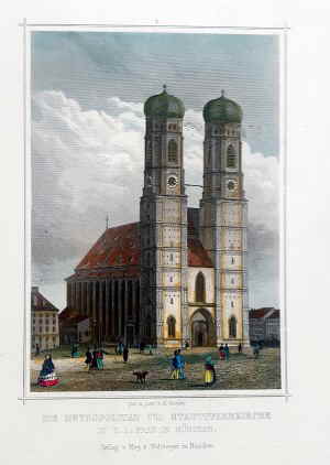 3 Metropolitan Kirche in Mnchen Stahlstich 133d