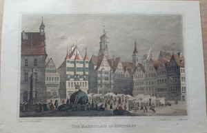 Marktplatz in Stuttgart Stahlstich Gerstner 122186d