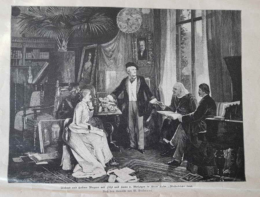 4 Richard und Cosima Wagner mit Liszt und Hans von Wolzogen in ihrem Hause Wahnfried 59x