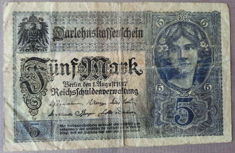 Fnf Mark - Darlehenskassenschein - 1917  948x