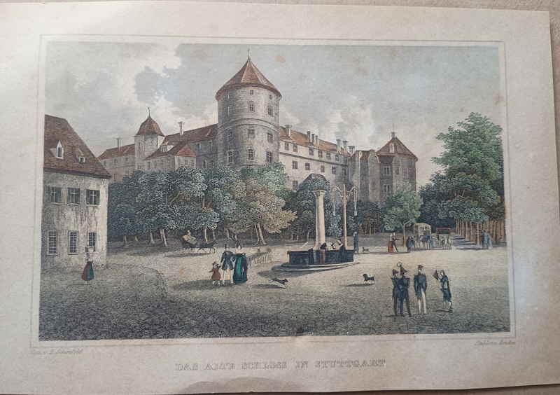 Stuttgart Altes Schloss Stahlstich 212588x